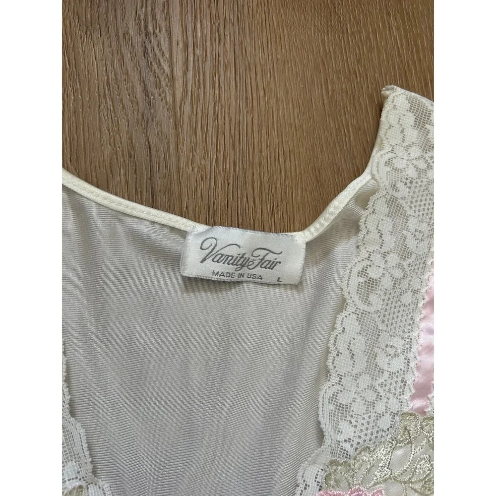 Vintage traditional Nightgown Ivory Lace Floral Rose Embroidered Chemise L bride - Picture 3 of 7